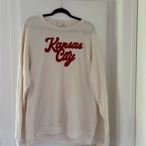 Bella Canvas Cream Sweatshirt with Red Appliqué Script